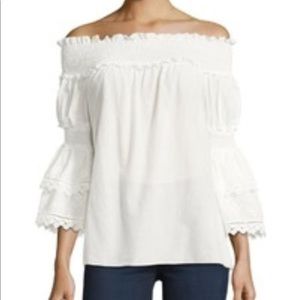 Off The Shoulder Top w/ Lace Bell Sleeves